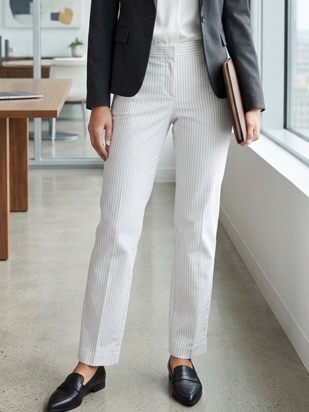 Rafaella Pinstripe Sailor Trousers - Nautical Coastal Chic Pants - Size 12